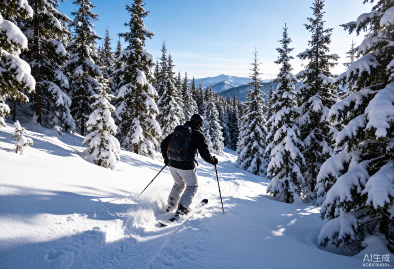 Backcountry ski touring terrain in the Xinjiang mountains