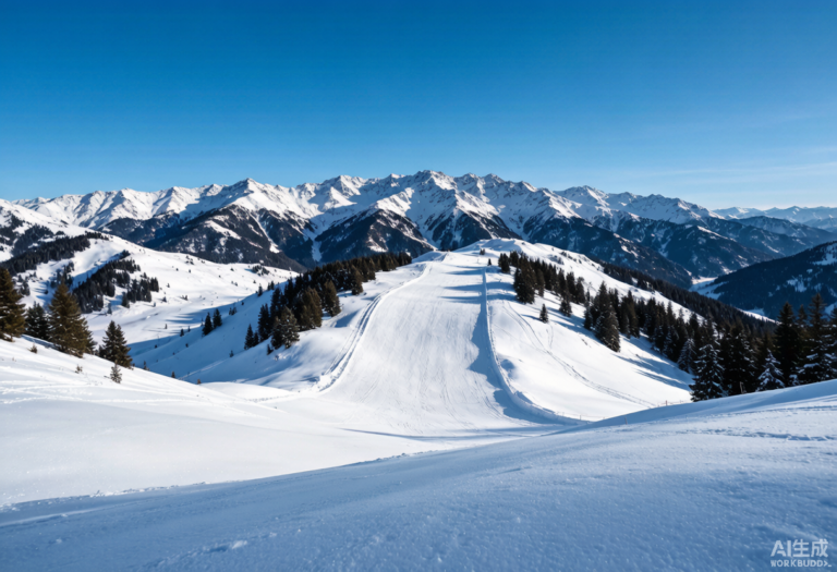 A wide panoramic view of a Xinjiang ski mountain