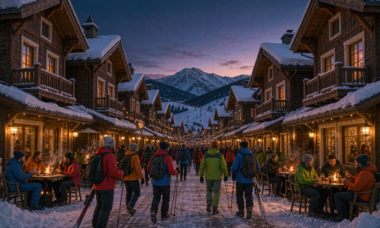 Xinjiang ski town dusk