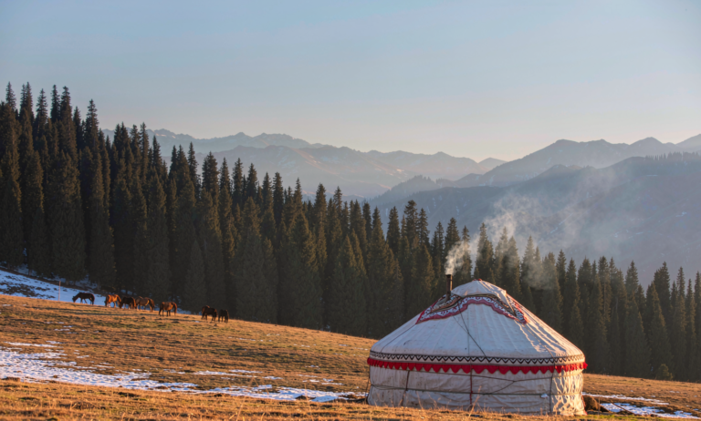 Kazakh yurt Xinjiang winter