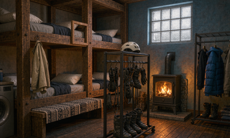 Rustic Xinjiang ski hostel interior