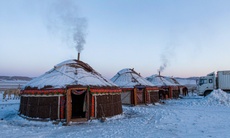 Kazakh nomad winter camp Xinjiang