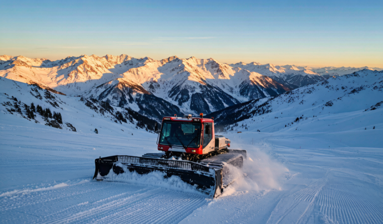 Dawn light on Xinjiang ski slopes