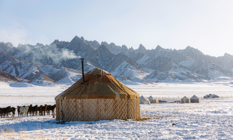 Xinjiang winter ski landscape