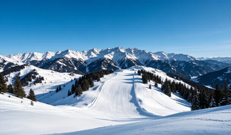 Wide shot of a Xinjiang ski resort