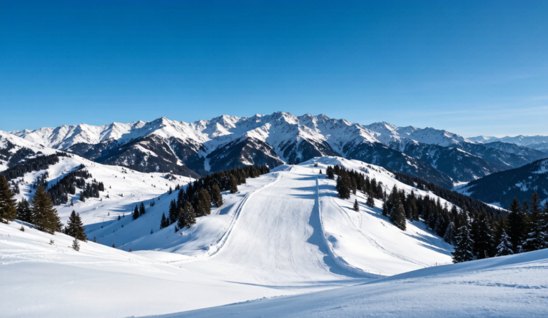 Wide view of a Xinjiang ski resort base area