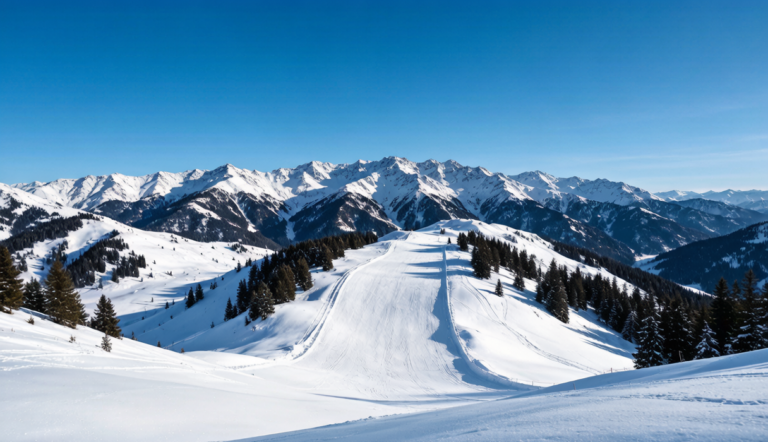 Wide view of a Xinjiang ski resort base area