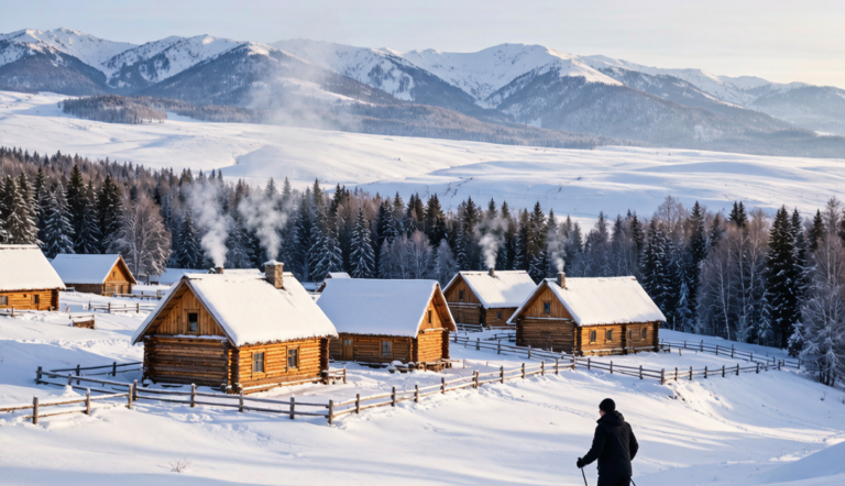 Snowbound mountain scenery in Xinjiang