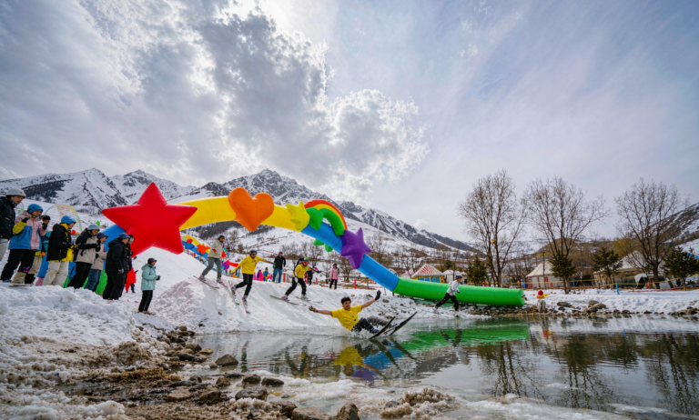 Spring ski festival at a Xinjiang resort