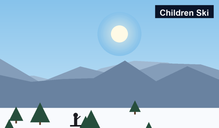 children-ski winter scene