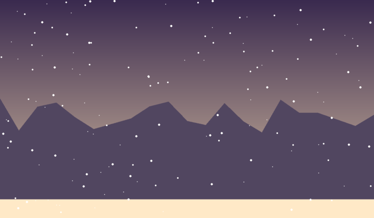 Violet sunset on snow peaks